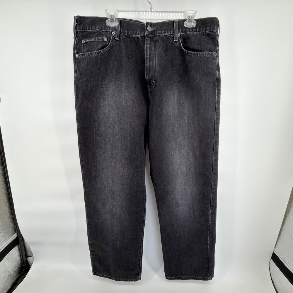 Calvin Klein Jeans Mens 40x30 Black Faded Denim Straight Leg Pants MG95A64C